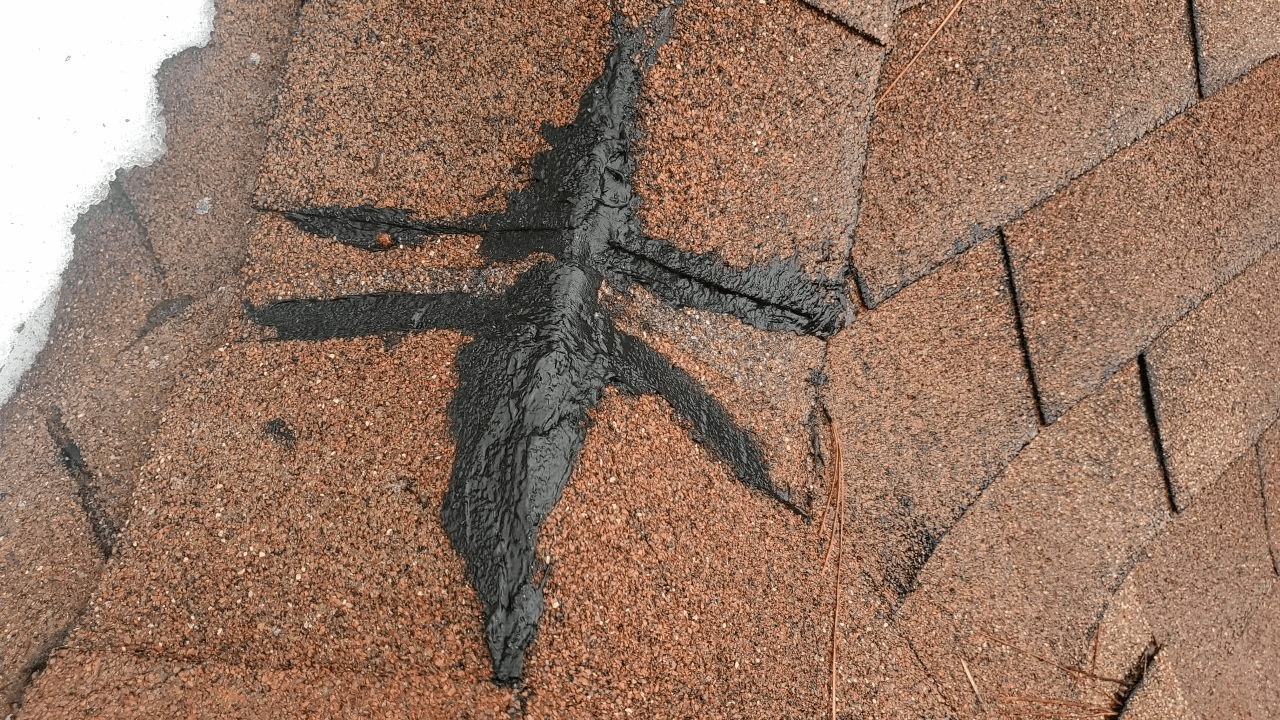 Self-repairing of the roof shingles