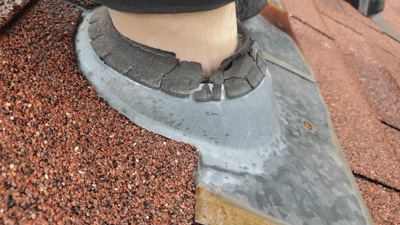 Damaged sealant on the roof