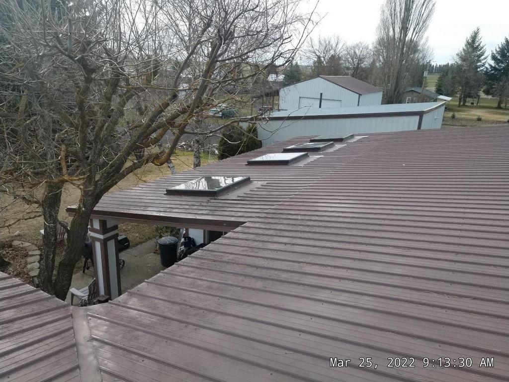 A low-slope metal roof.